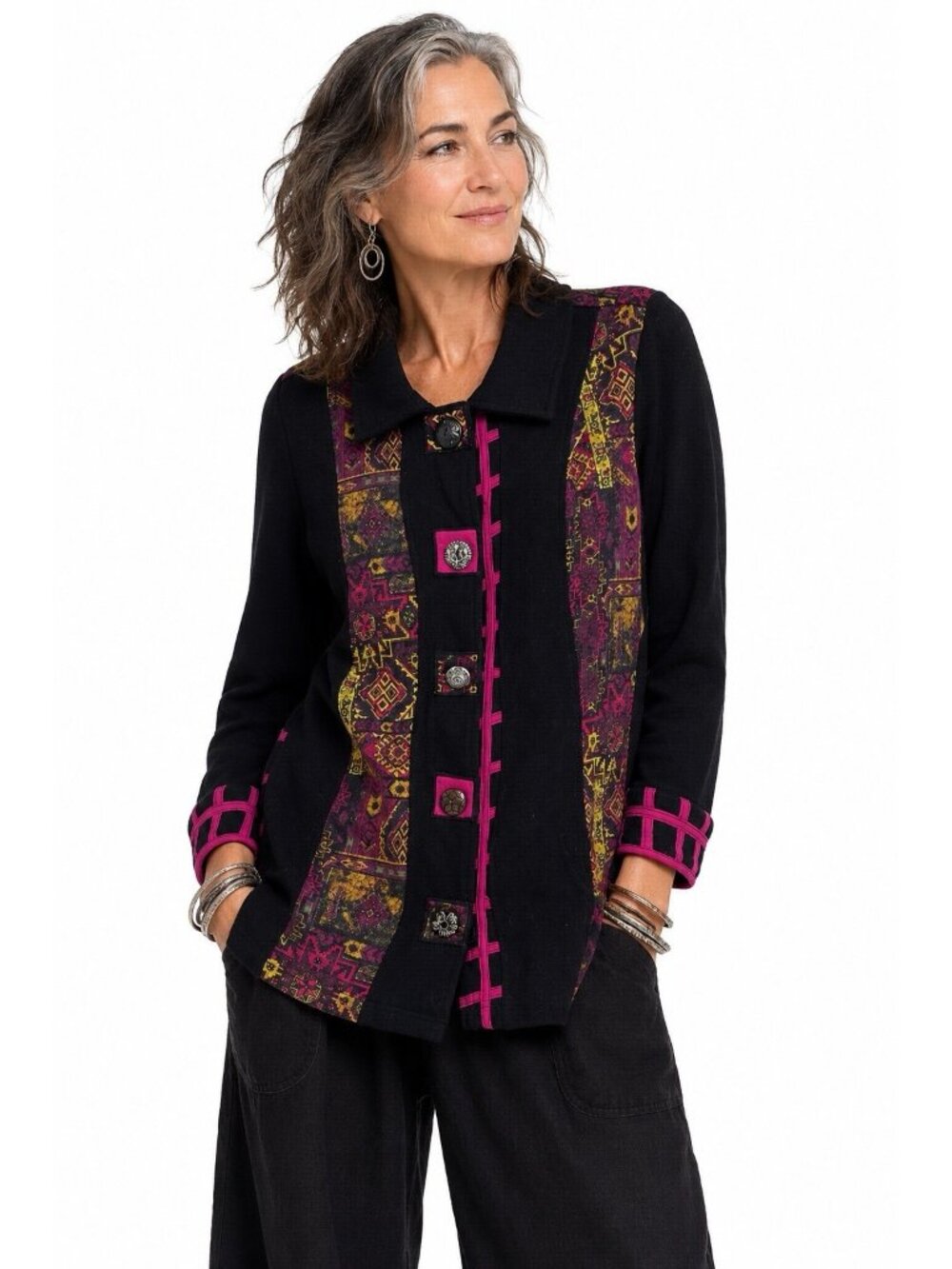 ALI MILES shirt top blouse tunic PM lagenlook art teacher gallery owner relaxed